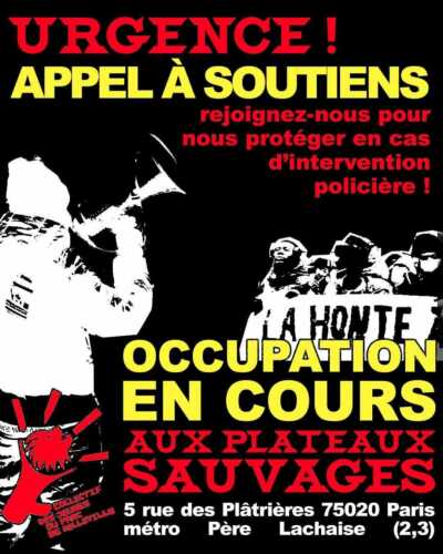 SoutienOccupation Soutien au Collectif des Jeunes du parc de Belleville et à leur action aux Plateaux sauvages !