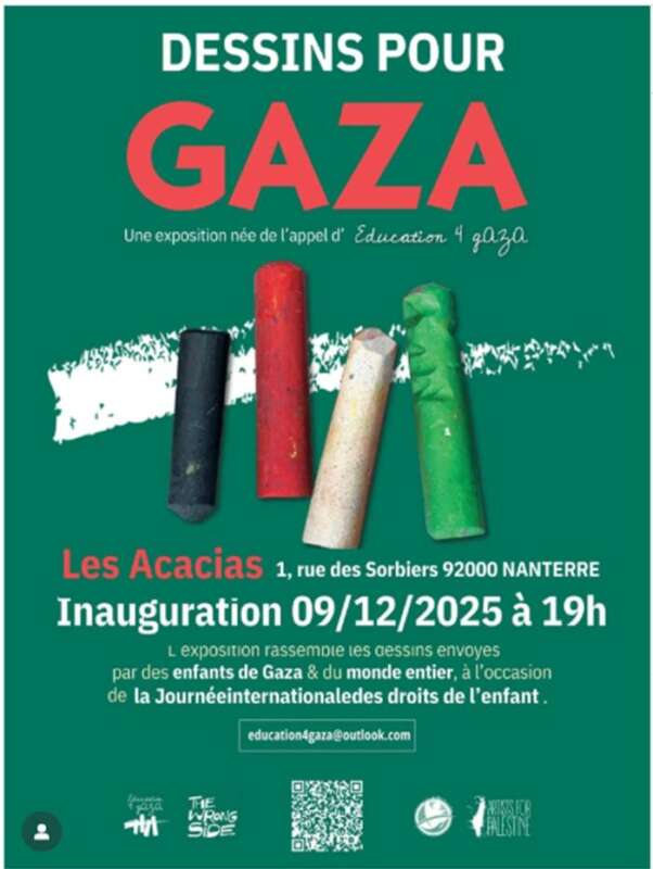 education 4gaza scaled À Nanterre (92), exposition "Dessins pour Gaza"