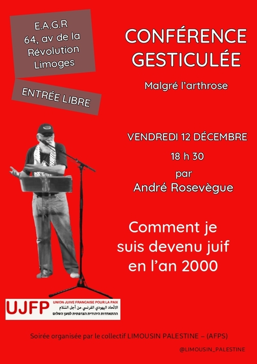 resized b0d1a6ed97def75fbeadd87f9a68785d À Limoges (87), conférence gesticulée "Comment je suis devenu juif en l'an 2000"