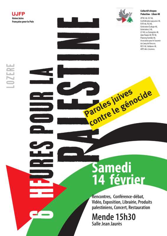 Affiche C page 0001 À Mende (48), Paroles juives contre le génocide