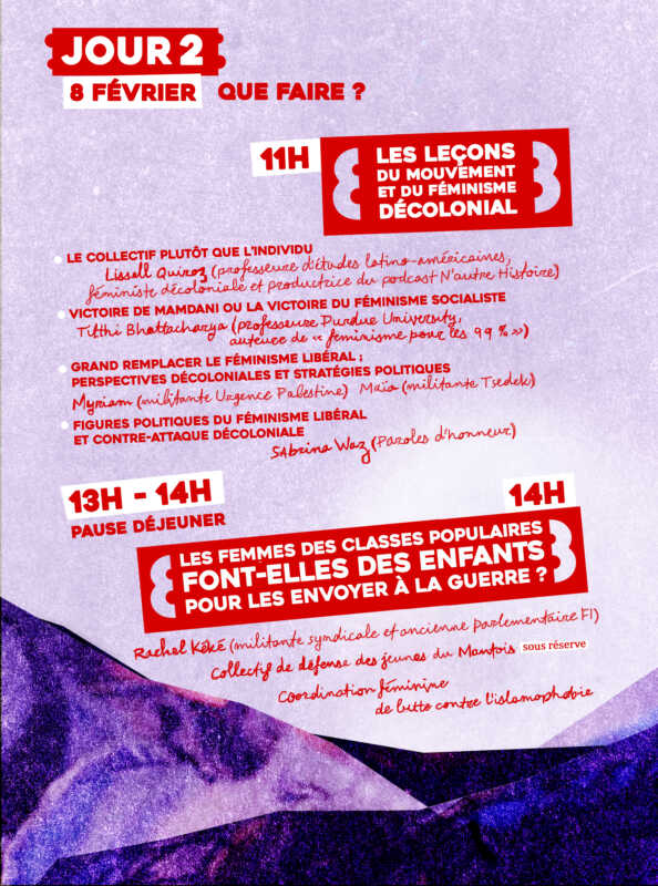 PROG EVENT 8FEV J2 À Pantin (93), deux jours de débats contre le féminisme libéral et civilisationnel : une réponse féministe et décoloniale à l'agenda guerrier