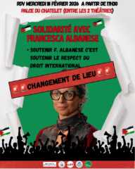 defense de Francesca Albanese À Paris, rassemblement en soutien à Francesca Albanese