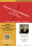 23 mars ENS À Paris (5ème), séminaire : le droit international et le droit à l'indépendance, le cas de la Palestine