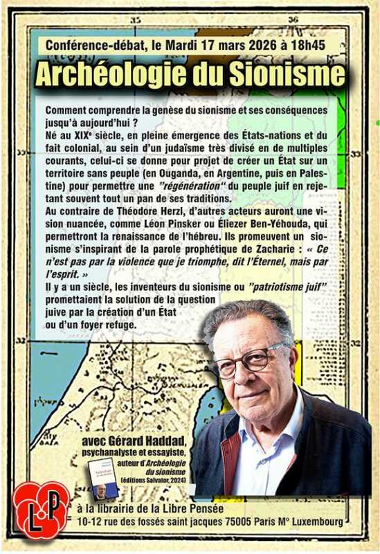 Soiree avec Gerard Haddad À Paris (5ème), Conférence-débat autour du livre "Archéologie du Sionisme"
