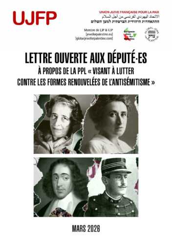 UJFP PPL Yadan 10.03.2026 quater V2 Page 1 Lettre ouverte aux député.es à propos de la proposition de loi "visant à lutter contre les formes renouvelées de l'antisémitisme"