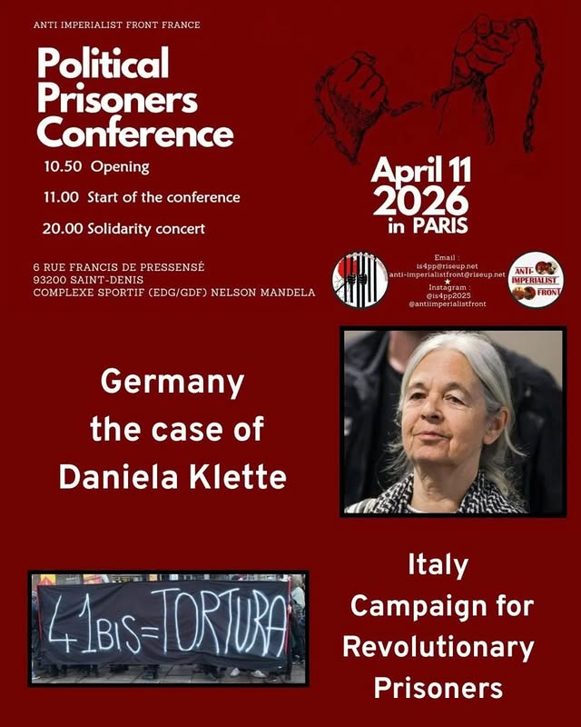 Saint Denis CPP 4 À Saint-Denis (93), CONFÉRENCE INTERNATIONALE SUR LES PRISONNIERS POLITIQUES