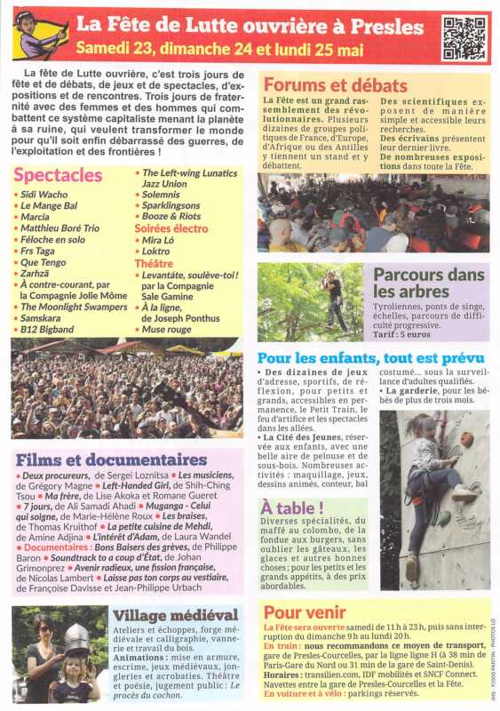 23 au 25 05 26 Presles Page 2 À Presles (95), fête de Lutte ouvrière