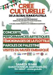 Affiche 16 Mai À Martigues (13), criée culturelle de la Global Sumud Flotilla