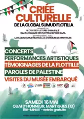 Affiche 16 Mai À Martigues (13), criée culturelle de la Global Sumud Flotilla