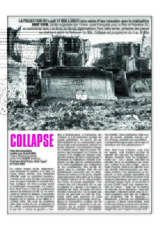 Page Collapse gazette Utopia Bordeaux À Bordeaux (33), projection-débat de Collapse