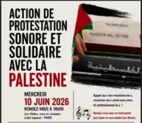 À Paris (1er), action de protestation sonore et solidaire avec la Palestine 10 1 À Paris (1er), action de protestation sonore et solidaire avec la Palestine