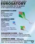 En Seine-Saint-Denis (93), appel à la mobilisation contre Eurosatory, le salon mondial de la guerre et de l’oppression des peuples ! 12 Action Eurosatory En Seine-Saint-Denis (93), appel à la mobilisation contre Eurosatory, le salon mondial de la guerre et de l’oppression des peuples !