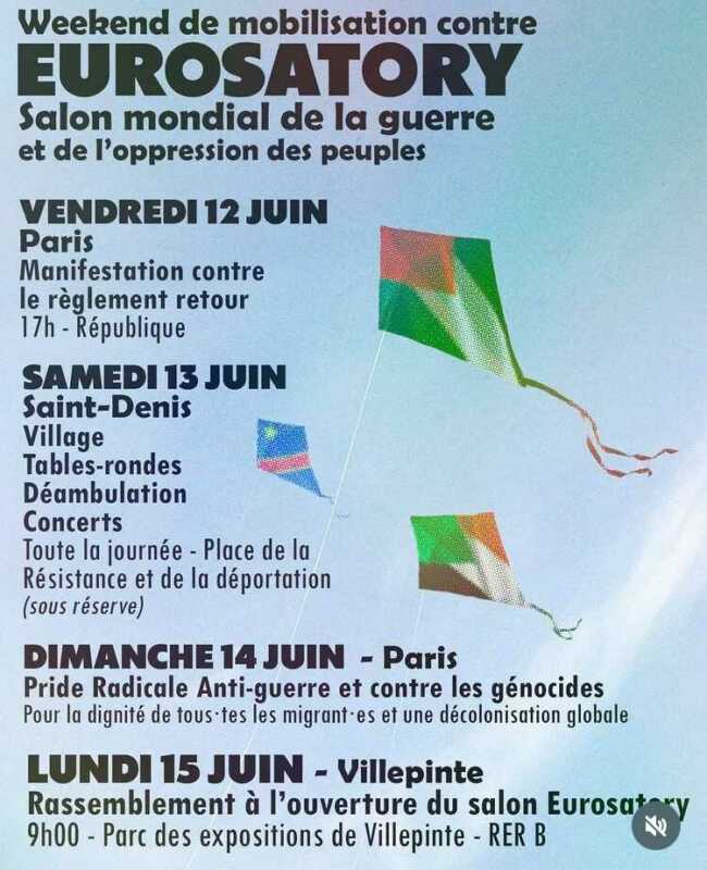 Action Eurosatory En Seine-Saint-Denis (93), appel à la mobilisation contre Eurosatory, le salon mondial de la guerre et de l’oppression des peuples !