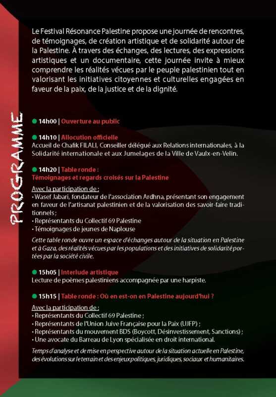 Prog Palestine 2 Page 2 À Vaulx en Velin, Festival Résonance Palestine