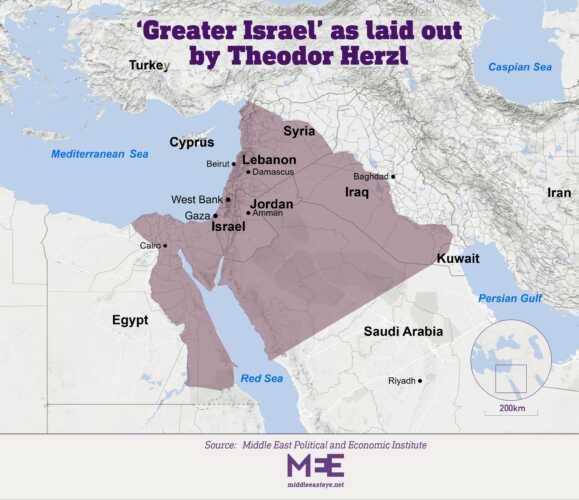 Le grand Israël, de Gaza au Liban 1 Map of Greater Israel Middle East Eye Le grand Israël, de Gaza au Liban