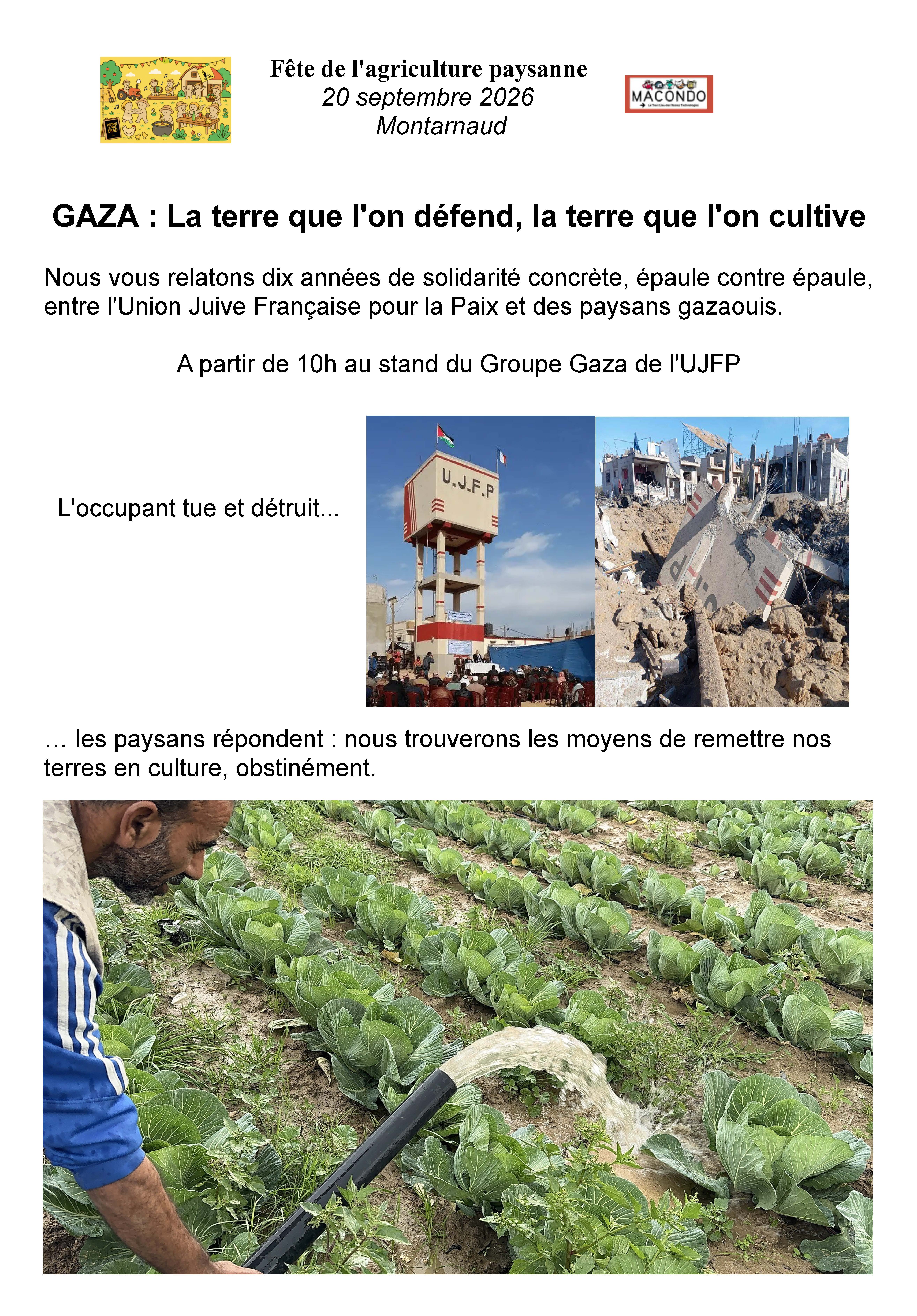 Montarnaud OK À Montarnaud (34), présentation du travail de l'UJFP avec des paysans de Gaza