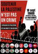 PalestineMarseille18sept À Marseille (3ème), assemblée publique : "soutenir la Palestine n'est pas un crime"