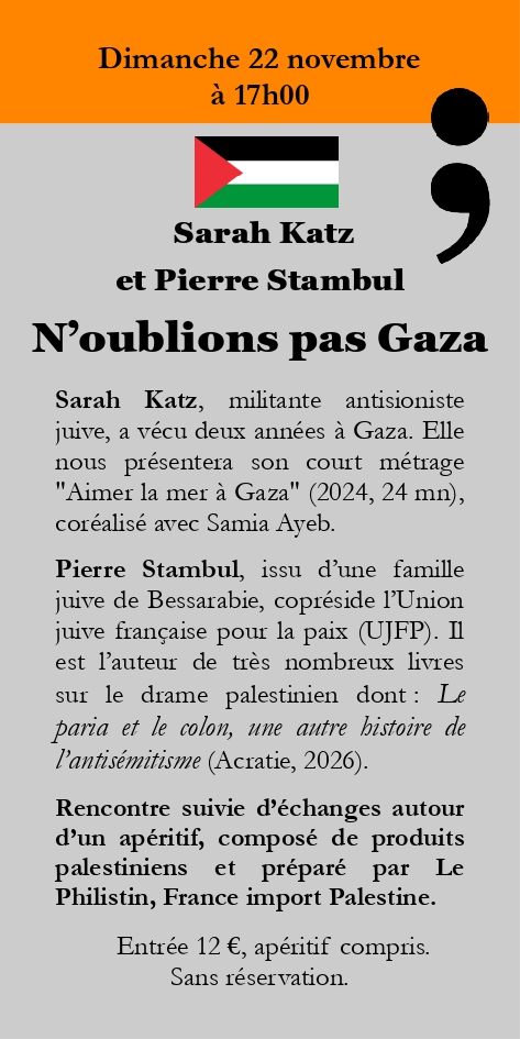 Stambul2 page 0001 À Chambon-sur-Lignon (43), rencontre avec Pierre Stambul et Sarah Katz : "N'oublions pas Gaza"