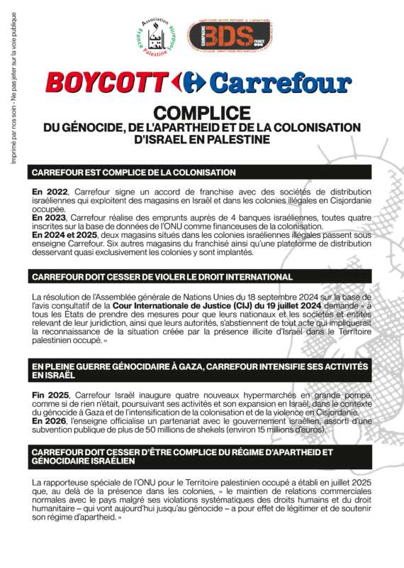 tract Carrefour AFPS BDSF87011 Page 1 Boycott Carrefour