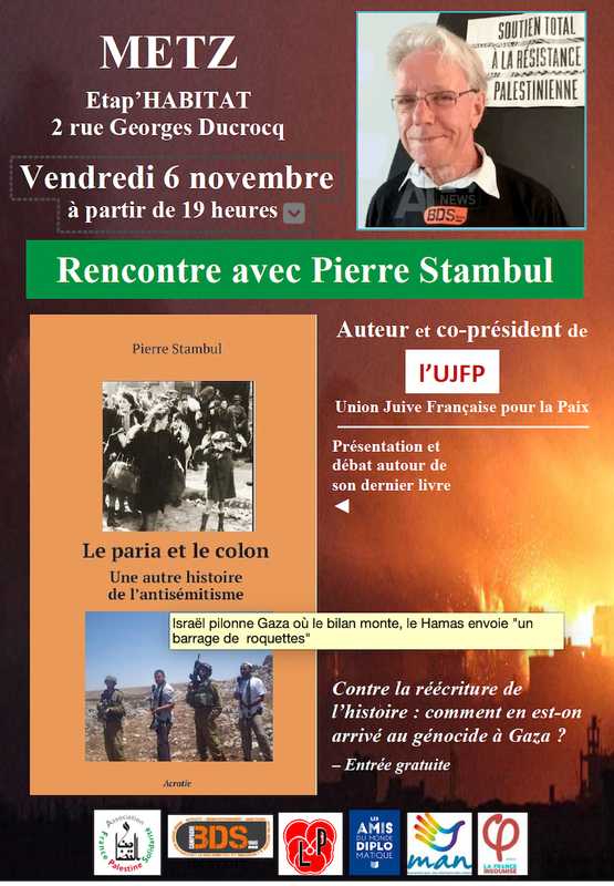 Pierre stambul Metz 6 11 26 À Metz (57), rencontre avec Pierre Stambul